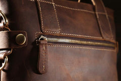 Vintage Leather Mens Vertical Handbag Small Briefcase Shoulder Bag Work Bag For Men