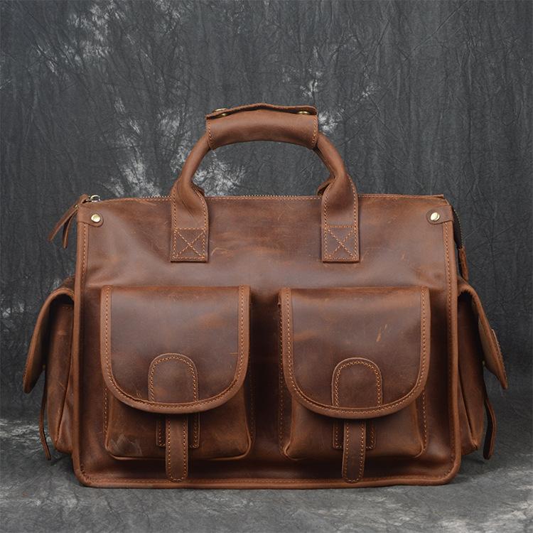 Vintage Leather Brown Mens Professional Briefcase 13‘’ Laptop Briefcase Business Bag For Men