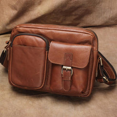 Vintage Leather Men Brown Small Messenger Bag Shoulder Bag Small Side Bag For Men