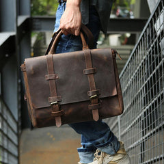 Vintage Leather Mens Briefcase Messenger Bag Handbag Shoulder Bag for men
