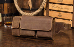 Vintage Leather Mens Fanny Pack Waist Bag Hip Pack Belt Bag Bumbag for Men