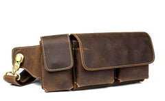 Vintage Leather Mens Fanny Pack Waist Bag Hip Pack Belt Bag Bumbag for Men