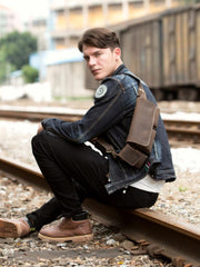 Vintage Leather Mens Fanny Pack Waist Bag Hip Pack Belt Bag Bumbag for Men
