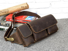 Vintage Leather Mens Fanny Pack Waist Bag Hip Pack Belt Bag Bumbag for Men