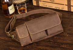 Vintage Leather Mens Fanny Pack Waist Bag Hip Pack Belt Bag Bumbag for Men