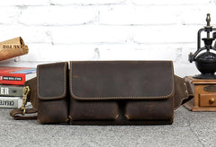 Vintage Leather Mens Fanny Pack Waist Bag Hip Pack Belt Bag Bumbag for Men