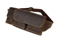 Vintage Leather Mens Fanny Pack Waist Bag Hip Pack Belt Bag Bumbag for Men