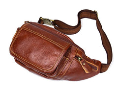 Vintage Black Leather Mens Fanny Pack Waist Bags Coffee Hip Pack Belt Bag Brown Bumbag for Men