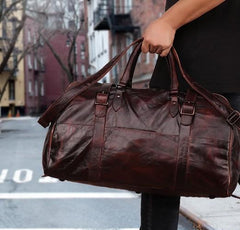 Vintage Leather Mens Large Weekender Bag Travel Bag Duffle Bags