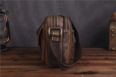 Vintage Brown Mens Leather Side Bag Messenger Bag Brown Shoulder Bag For Men