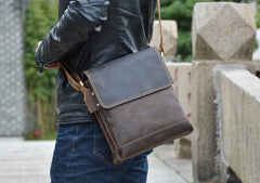 Cool Leather Mens Small Messenger Bag Vintage Shoulder Bag For Men