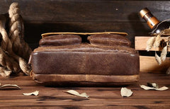 Vintage Brown Mens Leather Small Side Bag Brown Messenger Bag Shoulder Bag For Men