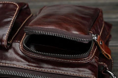 Leather Mens Coffee Cool Small Messenger Bag Vintage Small Side Bags For Men
