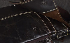 Vintage Coffee Leather Small Side Bag Vertical Messenger Bag Shoulder Bag For Men