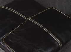 Vintage Coffee Leather Small Side Bag Vertical Messenger Bag Shoulder Bag For Men