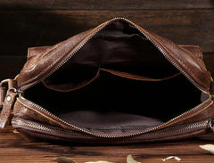 Vintage Brown Mens Leather Small Side Bag Brown Messenger Bag Shoulder Bag For Men