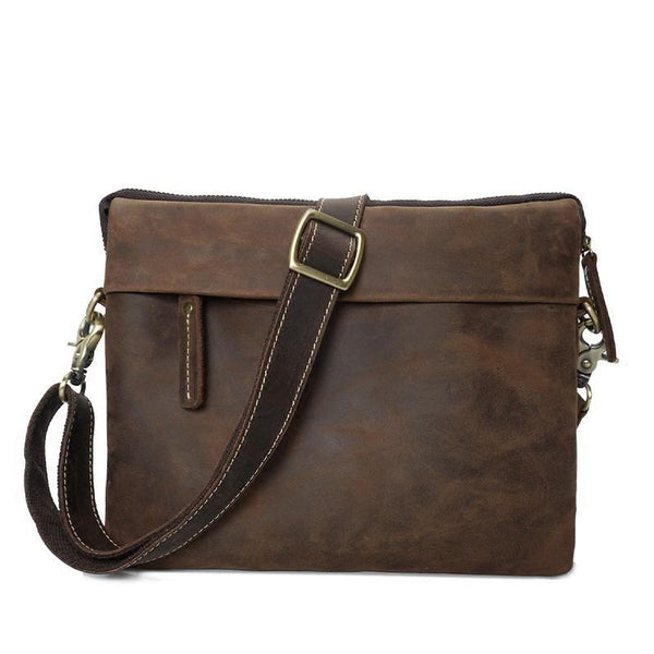 Leather Mens Brown Cool Small Messenger Bags Vintage Side Bag For Men