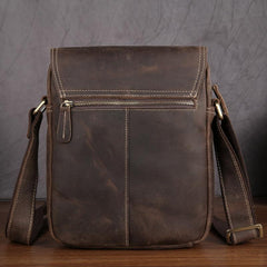 Vintage Mens Brown Leather Small Side Bag Vertical Messenger Bag For Men
