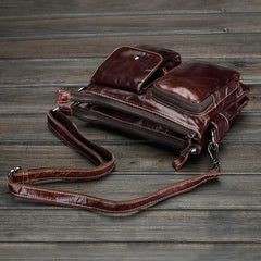 Leather Mens Coffee Cool Small Messenger Bag Vintage Small Side Bags For Men