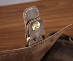 Vintage Mens Brown Leather Small Side Bag Vertical Messenger Bag For Men