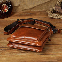 Cool Leather Mens Brown Messenger Bag Vintage Shoulder Bags For Men