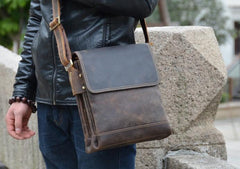 Cool Leather Mens Small Messenger Bag Vintage Shoulder Bag For Men