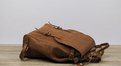 Vintage Mens Leather 15inch Laptop Backpack Leather School Backpack Travel Backpack for Men
