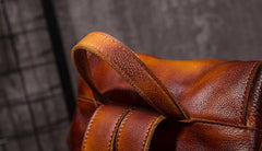 Vintage Mens Leather School Backpack Travel Backpack Leather Hiking Backpack for Men