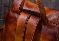 Vintage Mens Leather School Backpack Travel Backpack Leather Hiking Backpack for Men