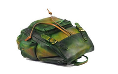 Vintage Mens Leather School Backpack Travel Backpack Leather Hiking Backpack for Men