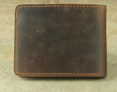 Vintage Mens Leather Slim Bifold Small Wallet Cool billfold Slim Small Wallet for Men