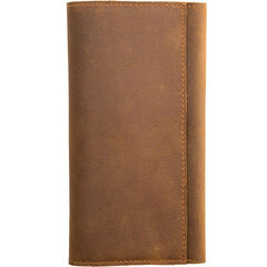 Vintage Slim long Wallet Leather Mens Tan Wallet Long Wallet for Men - Detail View