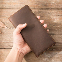 Vintage Slim long Wallets Leather Mens Tan Wallet Long Wallet for Men