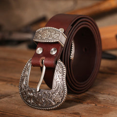 Handmade Black Western Leather Belt Minimalist Mens Silver Black Leather Belts for Men