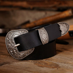 Handmade Western Leather Belt Minimalist Mens Silver Western Leather Belts for Men