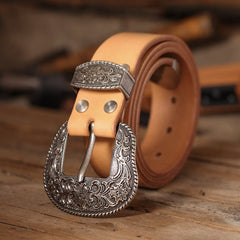 Handmade Western Leather Belt Minimalist Mens Silver Western Leather Belts for Men