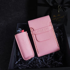 Wooden Pink Leather 20pcs Slim Cigarette Case Custom Slim Cigarette Holder for Women