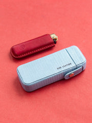Handmade Blue Leather Womens 20pcs Cigarette Cases 100mm Leather Cigarette Box