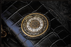 Handmade Leather Tibetan Mens Chain Biker Wallet Cool Leather Wallet Long Zipper Wallets for Men