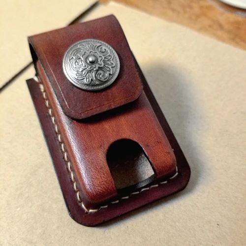 Handmade Zippo Lighter Leather Cover Zippo Belt Keychain Case